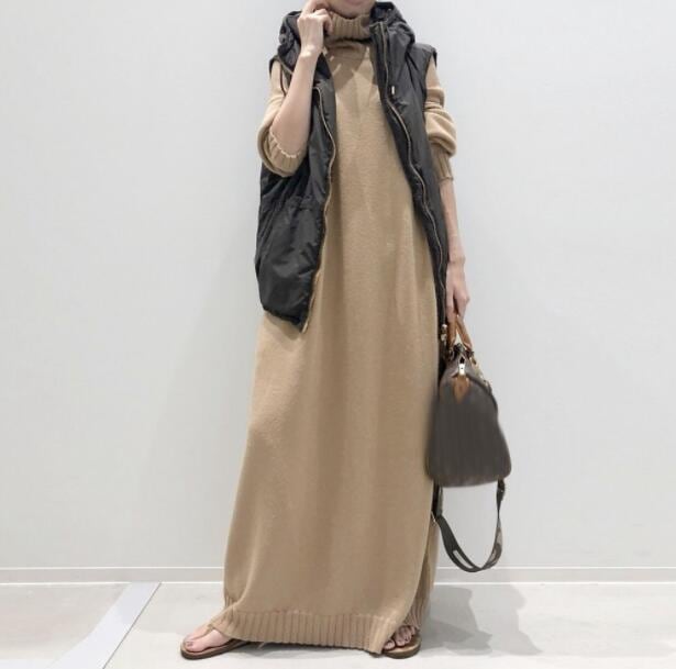 ワンピース レディース ニットワンピ マキシ丈ワンピ 秋冬新作 ゆるシルエット ニットワンピース