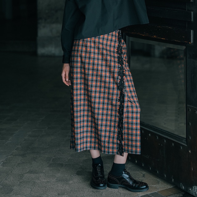 レースラップスカート(オレンジチェック) レースラップスカート(オレンジチェック)