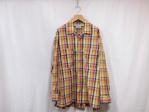 在庫有りMarvine Pontiak shirt makers”Open Collar Shirt Yellow Madras CH”