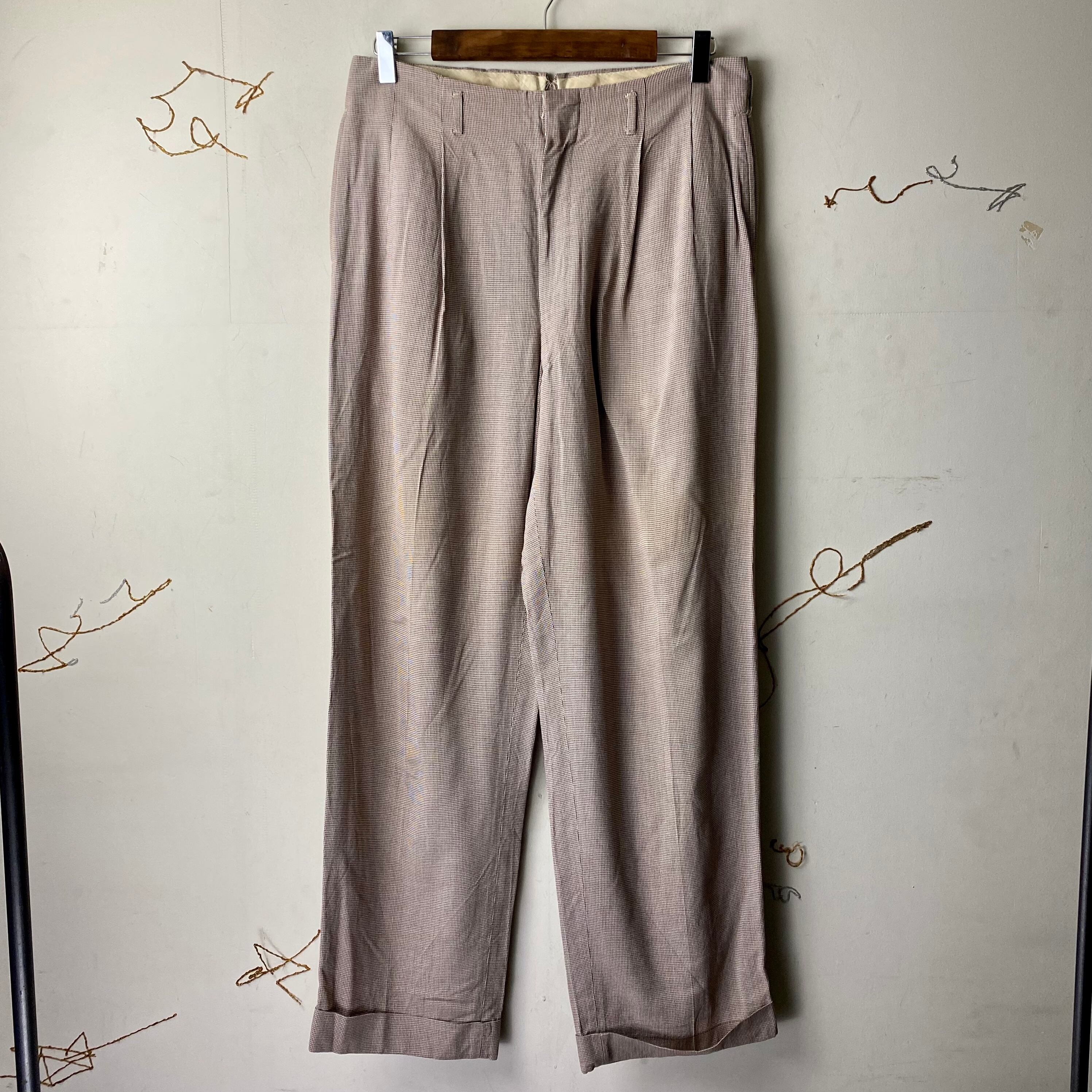 vintage 1950's houndstooth pattern gabardine slacks | NOIR ONLINE