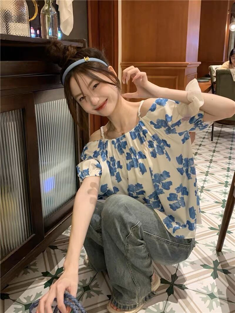 オフショルダー花柄トップス G105CT0051