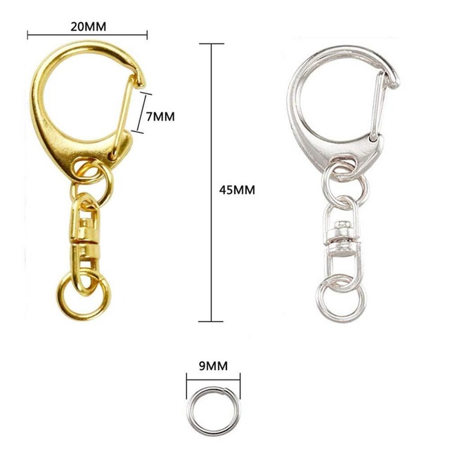 キーホルダー金具 40個入り回転カン付き ハンドメイド キーリング アクセサリー DIY 手芸用品 パーツ ゴールドシルバー