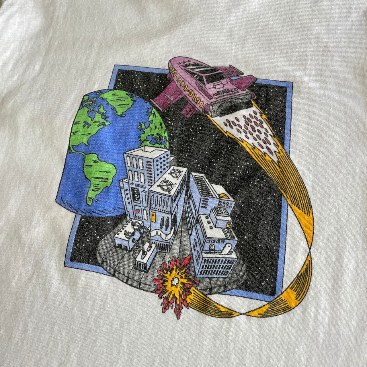 90年代 USA製 ANDATACO IT企業ロゴ アート プリント Tシャツ メンズM 