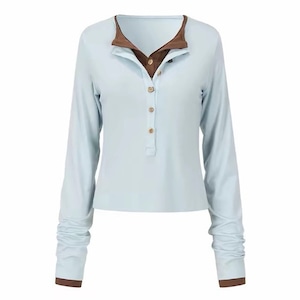 [OuttheBlue] Henry collar two-piece slim fit top
