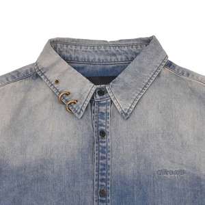 【WE11DONE】INDIGO BLUE PIERCED DENIM SHIRT