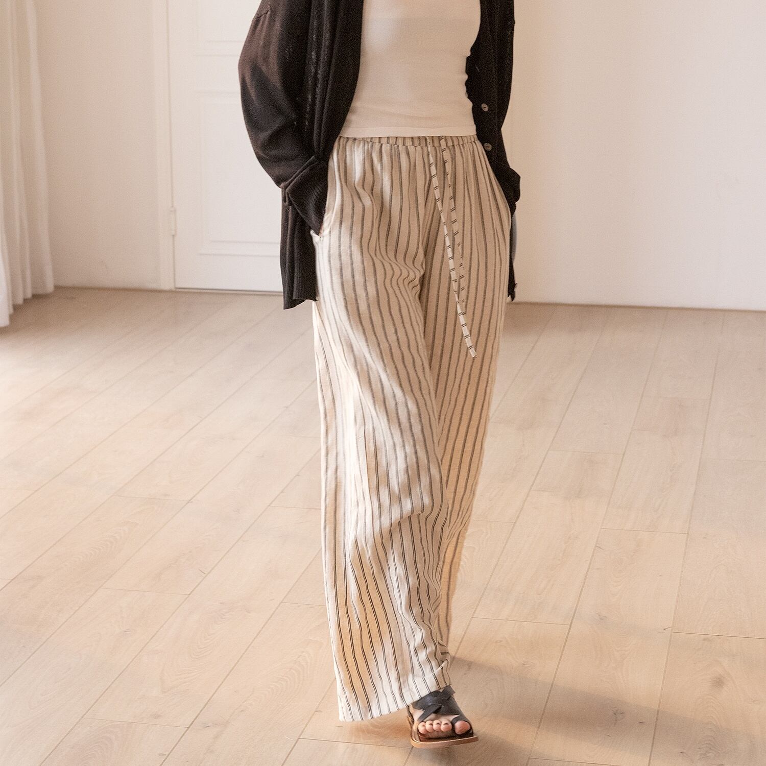 striped casual pants
