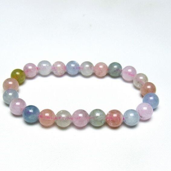 ミックスカラーベリル ブレスレット 8mm 一点物 メール便可 [M便 1/10] 111-48852