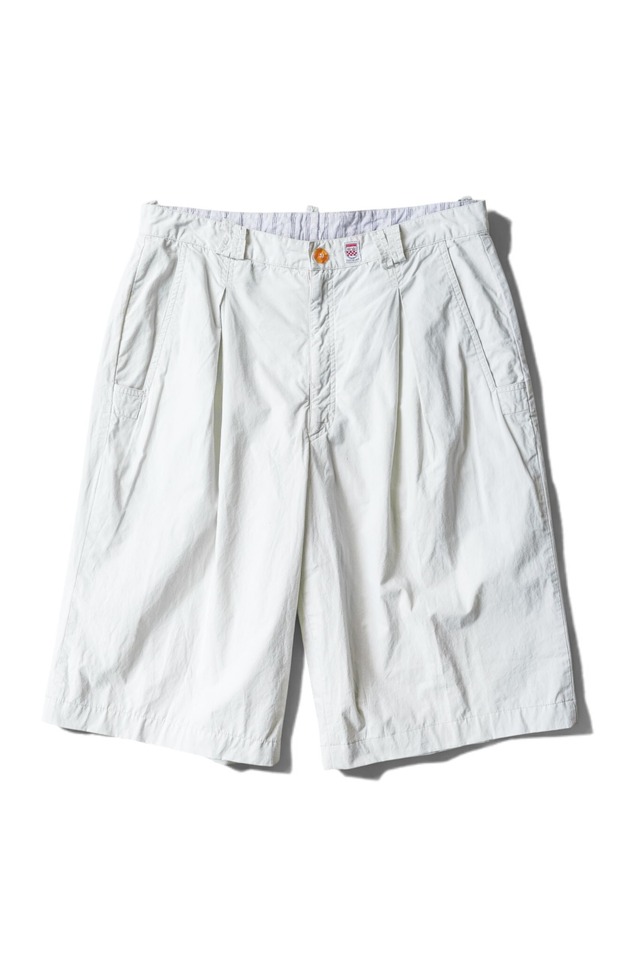 90's "TOM TAILOR" Light-Gray Color Cotton Inverted Pleats Short Slacks