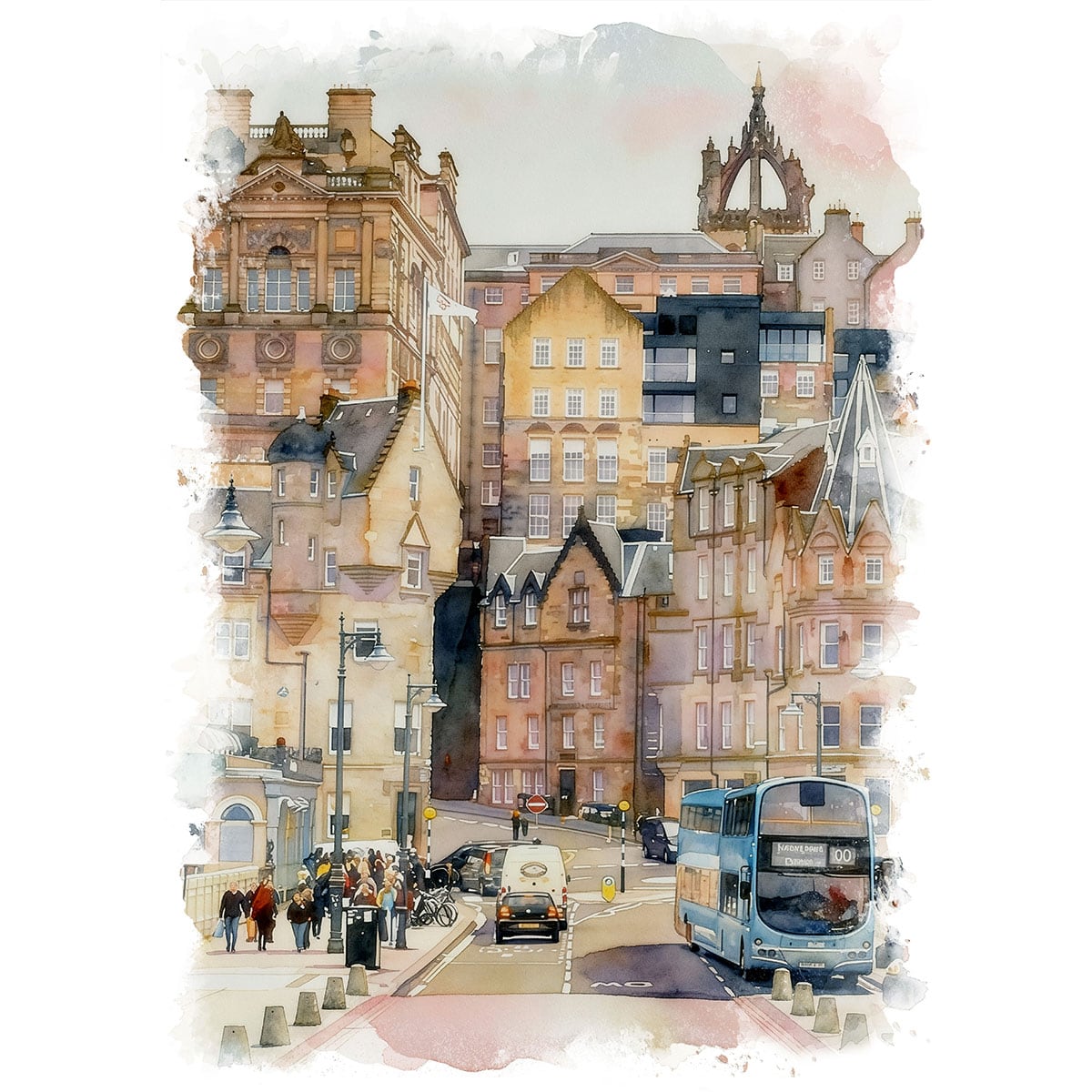 絵画 風景画(街並み) ベルギー ブルージュの運河沿いの風景 インテリア