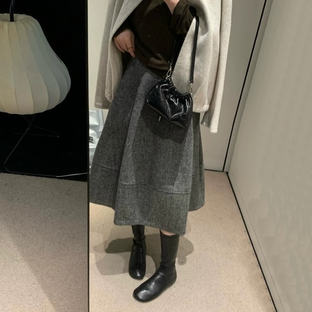 全3色/Classic tuck flare skirt　M4625