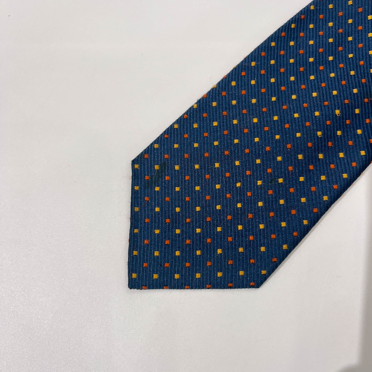 R.NEWBOLD アールニューボルド HNAD MADE シルク100% ドット柄 ネクタイ ブルー