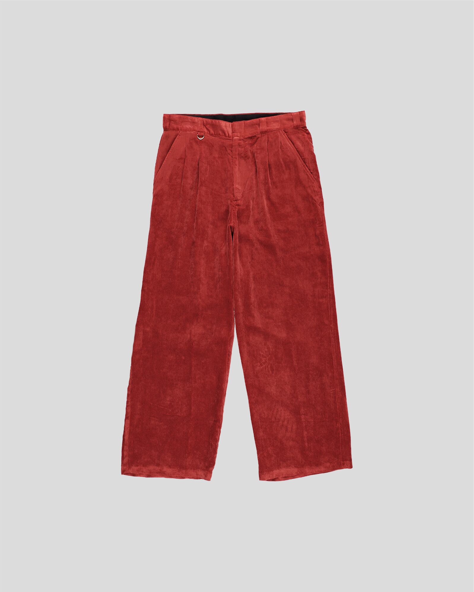 LP RAYON VELVET 2TUCK TROUSER RED