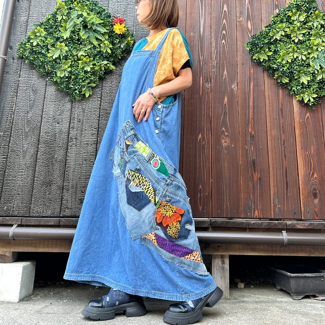 リメイクデニムサロペットスカート