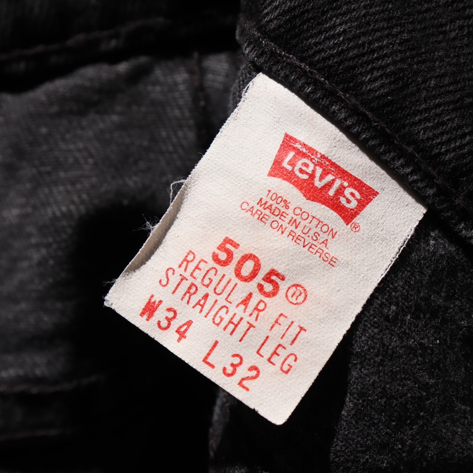 美品 34×32 505 サルファー 米国製 Levi's ブラックデニムパンツ