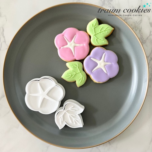 朝顔と葉っぱのクッキー型2点セット　《夏、あさがお》