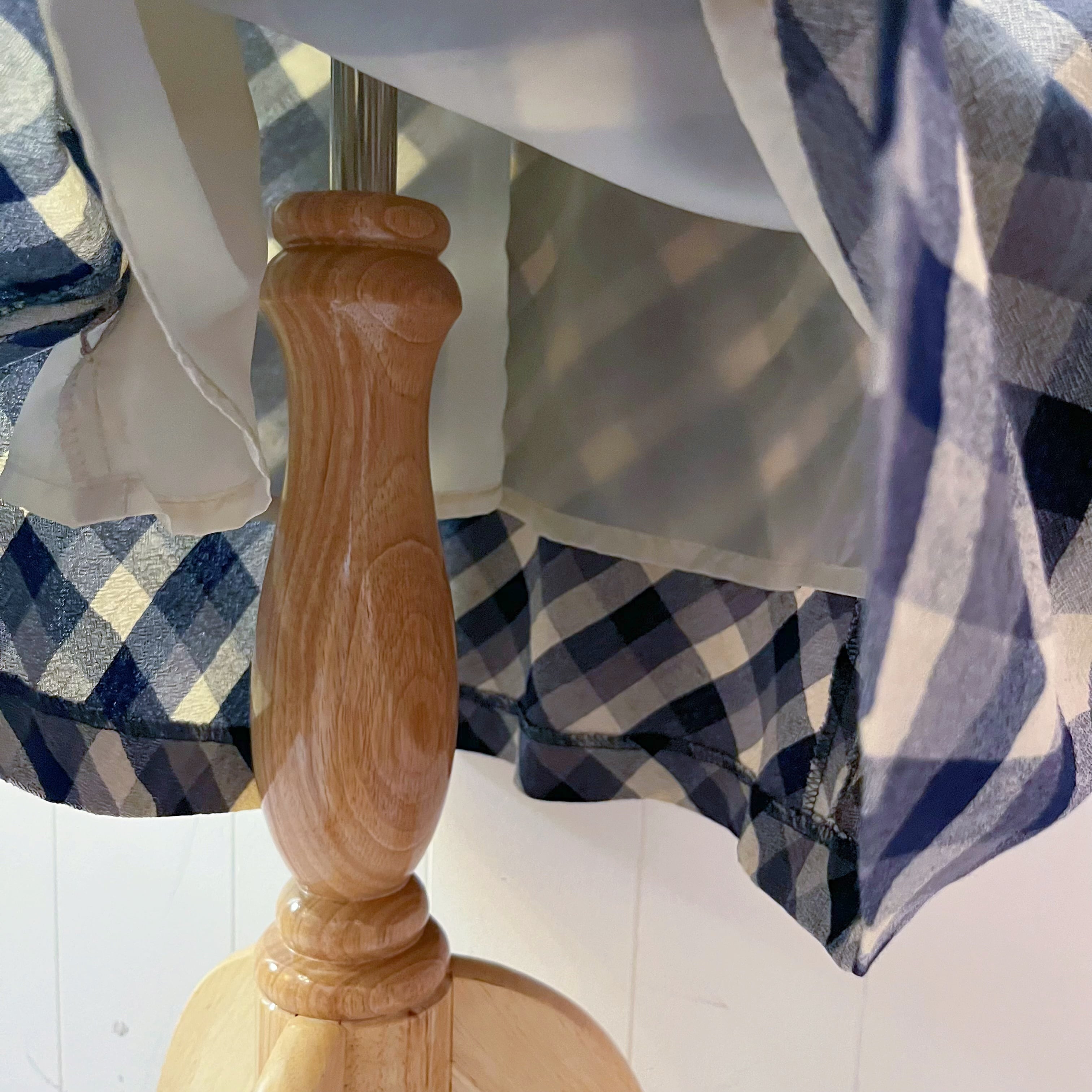 blue ivory check long skirt