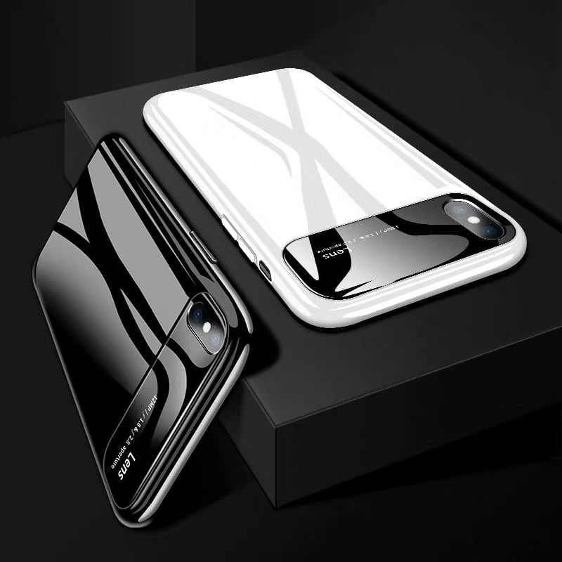 iPhoneケース カメラ部分強化ガラス付 アイフォンxs xsmax xr x 8