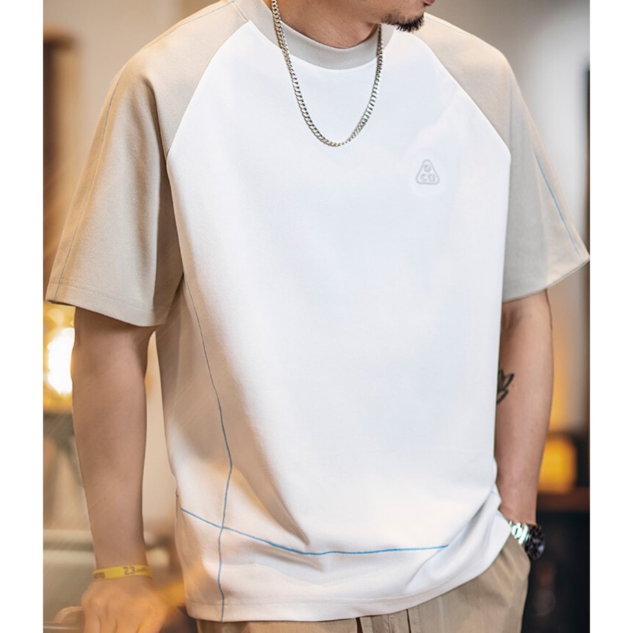 切替デザイン ラグランスリーブ Tシャツ 00334