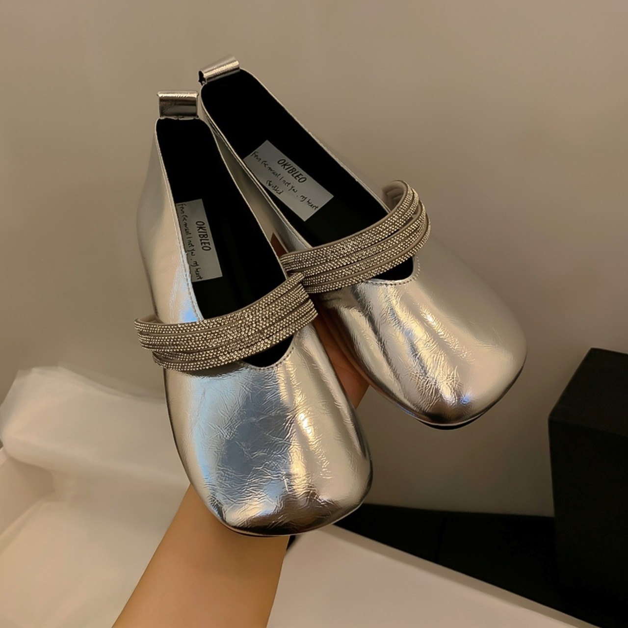 ラインストラップ フラットシューズ 90021