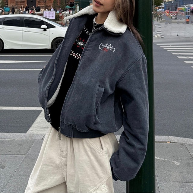 ボアカラーエンブロイダリーブルゾン R00915