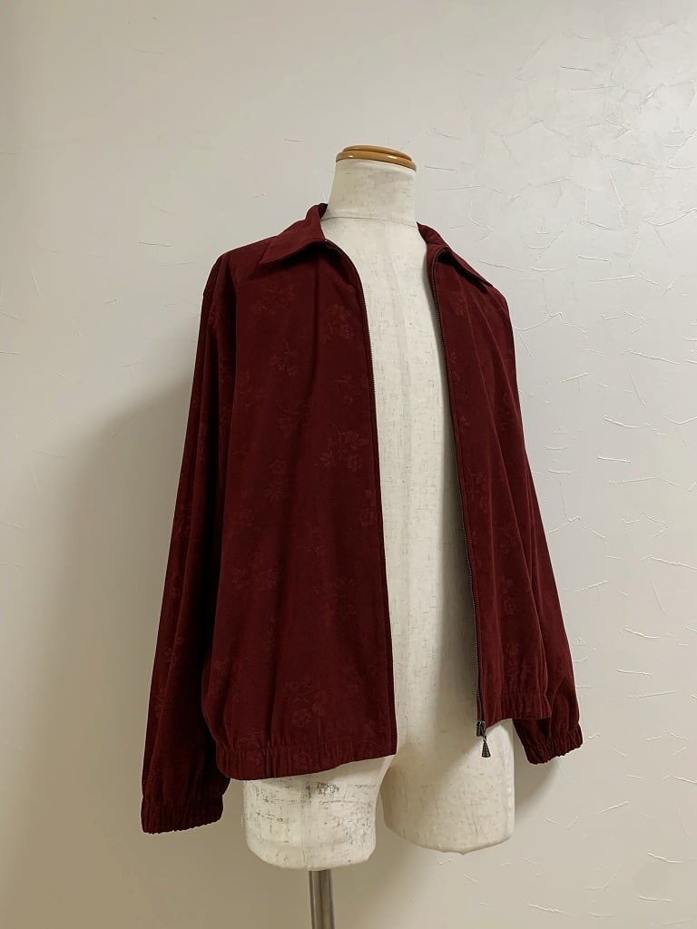 1990's Woven Botanical Pattern Zip-Up Jacket