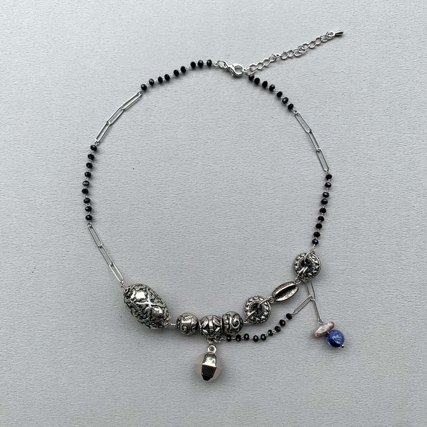 アンティーク風シルバービーズネックレス | Dua-アクセサリーパーツ