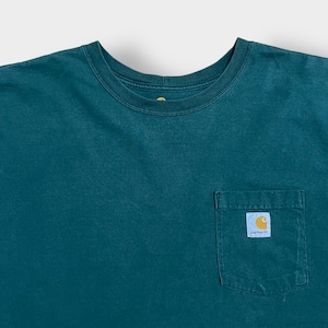 【Carhartt】3XL ビッグシルエット ポケットTシャツ ポケT カーハート 深緑 ディープグリーン US古着