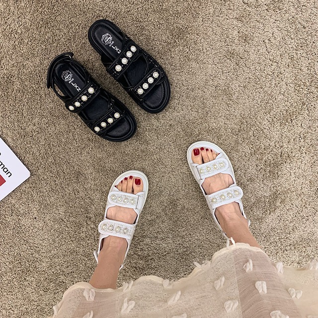サンダルサマーレッドパール 靴 シューズ 夏物 ビーチ 真珠 フェイクシューズ26148510112