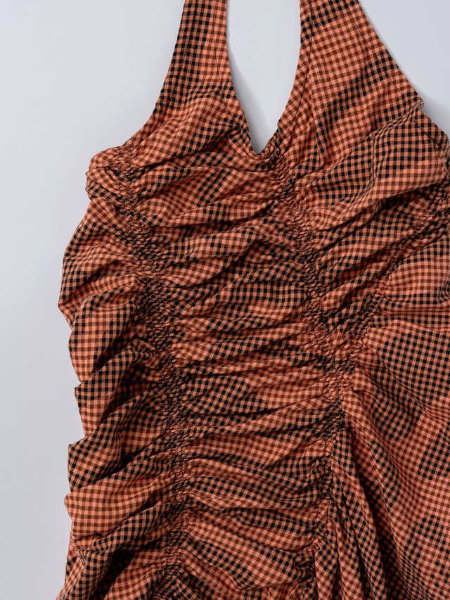 【SUKUHOME】SCRUNCH HALTER DRESS