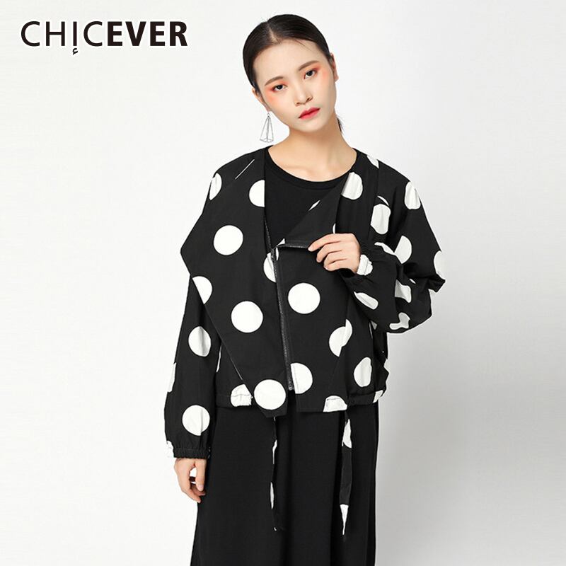 CHICEVERポルカドットジャケットレディースラペルバットウィングスリーブルーズジッパーショートコートジャケットヴィンテージ ビンテージ 6base583891284760