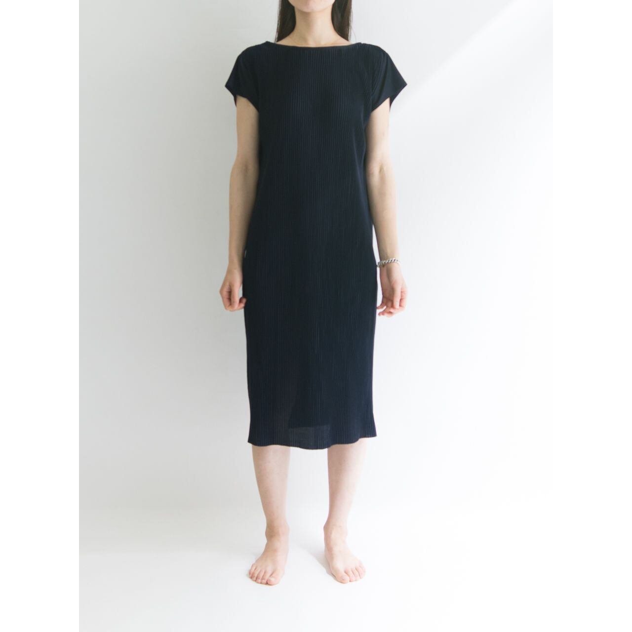 【Made in England】60-70's Pleated boat neck one-piece（英国製 ボートネックプリーツワンピース）4d