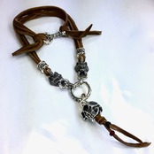 LEATHER NECKLACE 2 BEADS [SKULL & WOLVES] / スカル＆ウルヴスレザーネックレス