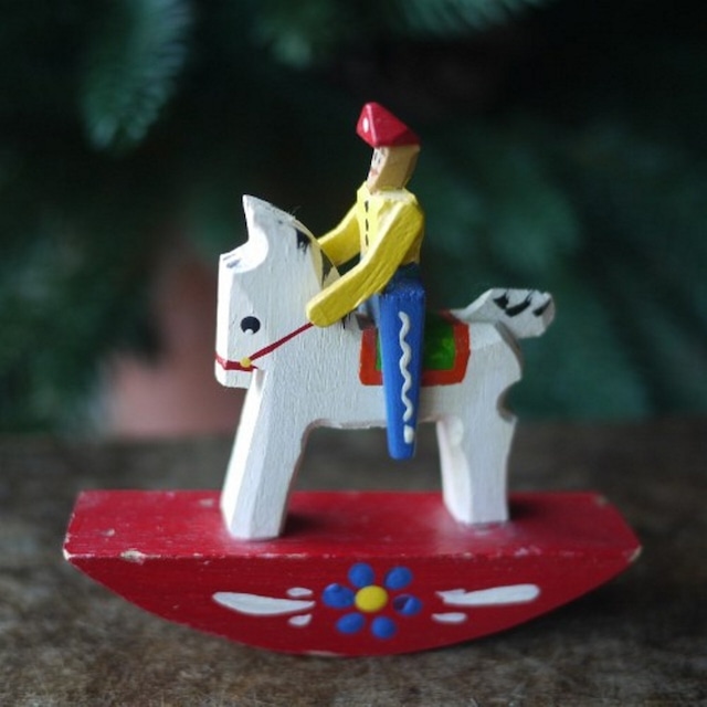 エルツ 木馬と人 白馬オーナメント ロッキングホース ドイツ