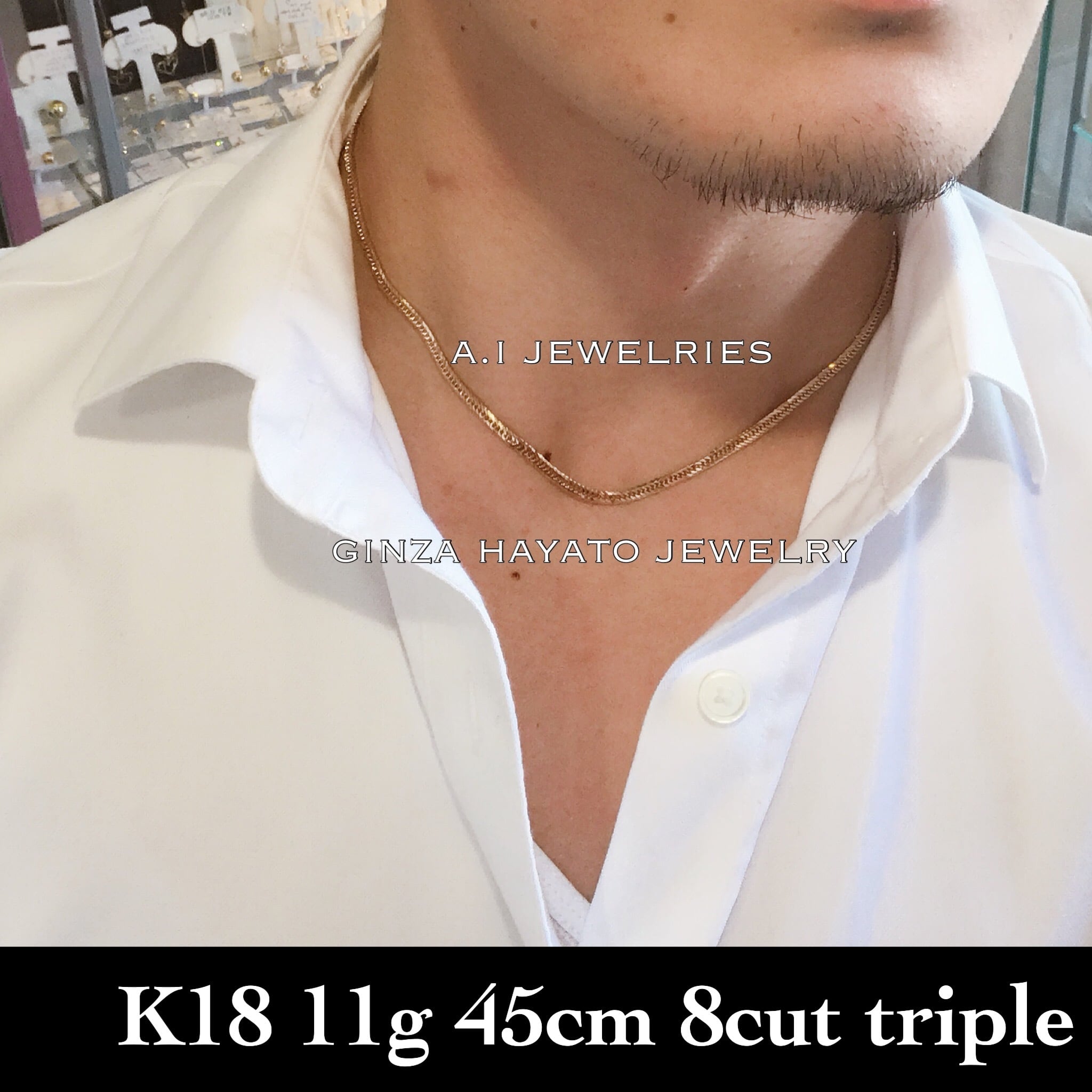 金高騰中‼️ k18 gold jewelry ネックレス　喜平8面トリプル