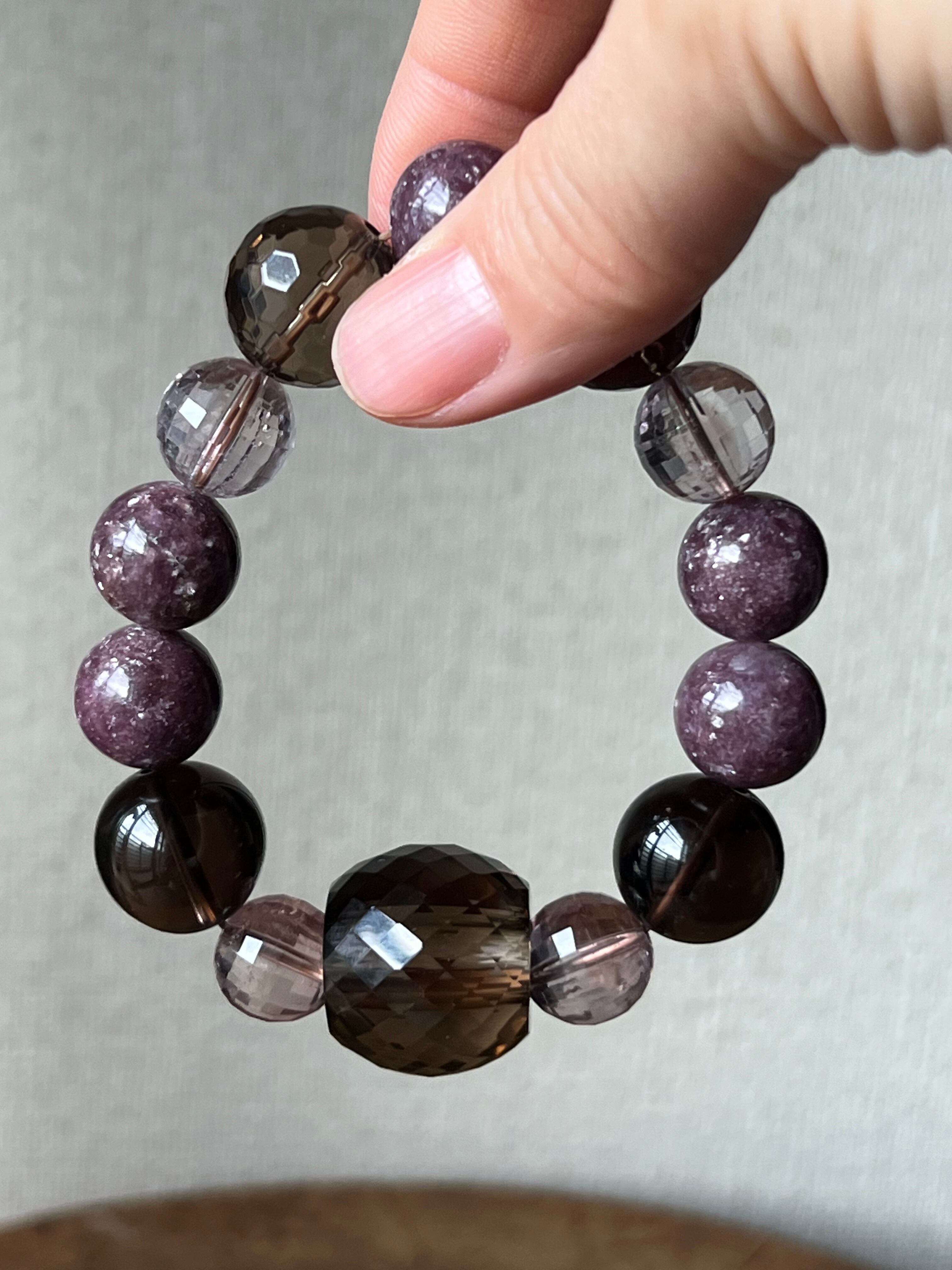 サナトクマラが説いた3つの教え B【続編】秋Special 【漠たる不安を手放す】スモーキーミックスブレスレット 内径15㎝