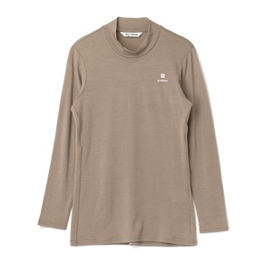 ウール100%・吸放湿性  high neck long sleeve t-shirt   beige　Ba24-031