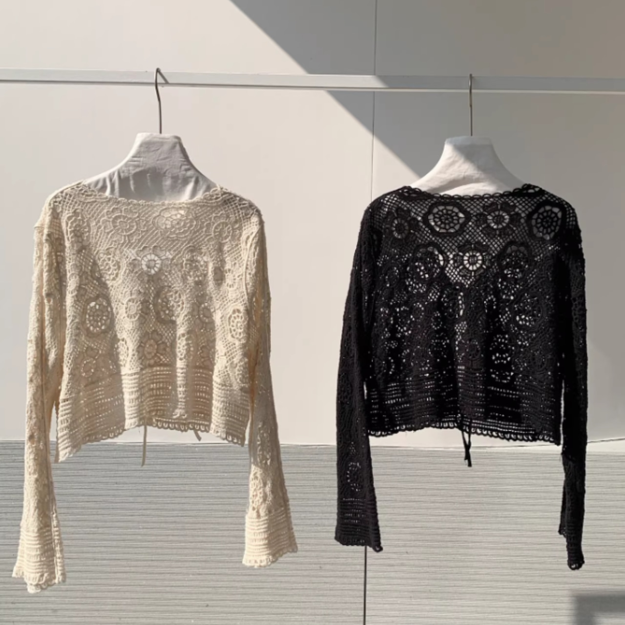 Crochet Drawstring Knit Cardigan F0637