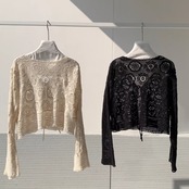 Crochet Drawstring Knit Cardigan F0637