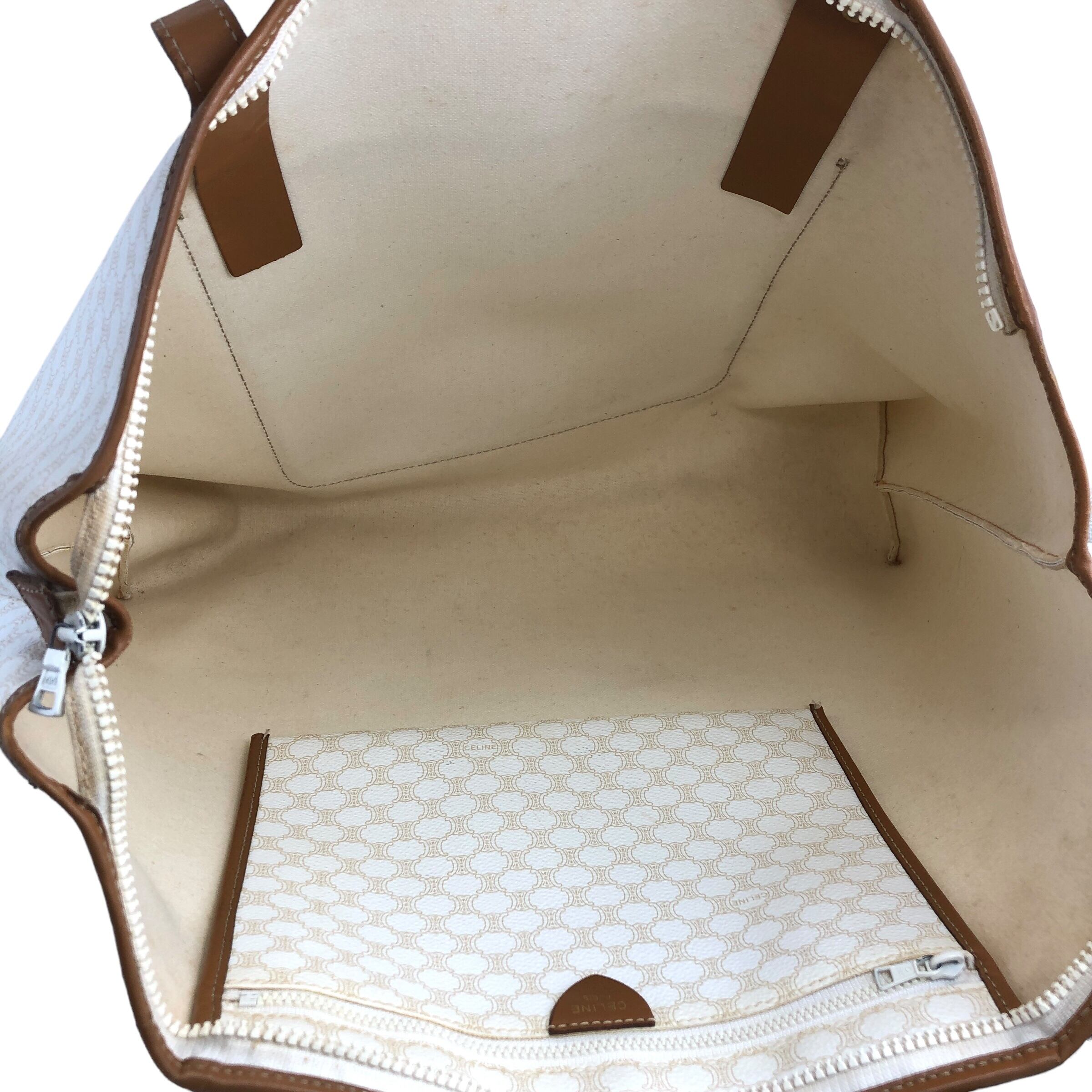 CELINE セリーヌ マカダム ハンドバッグ ホワイト ブラゾン型