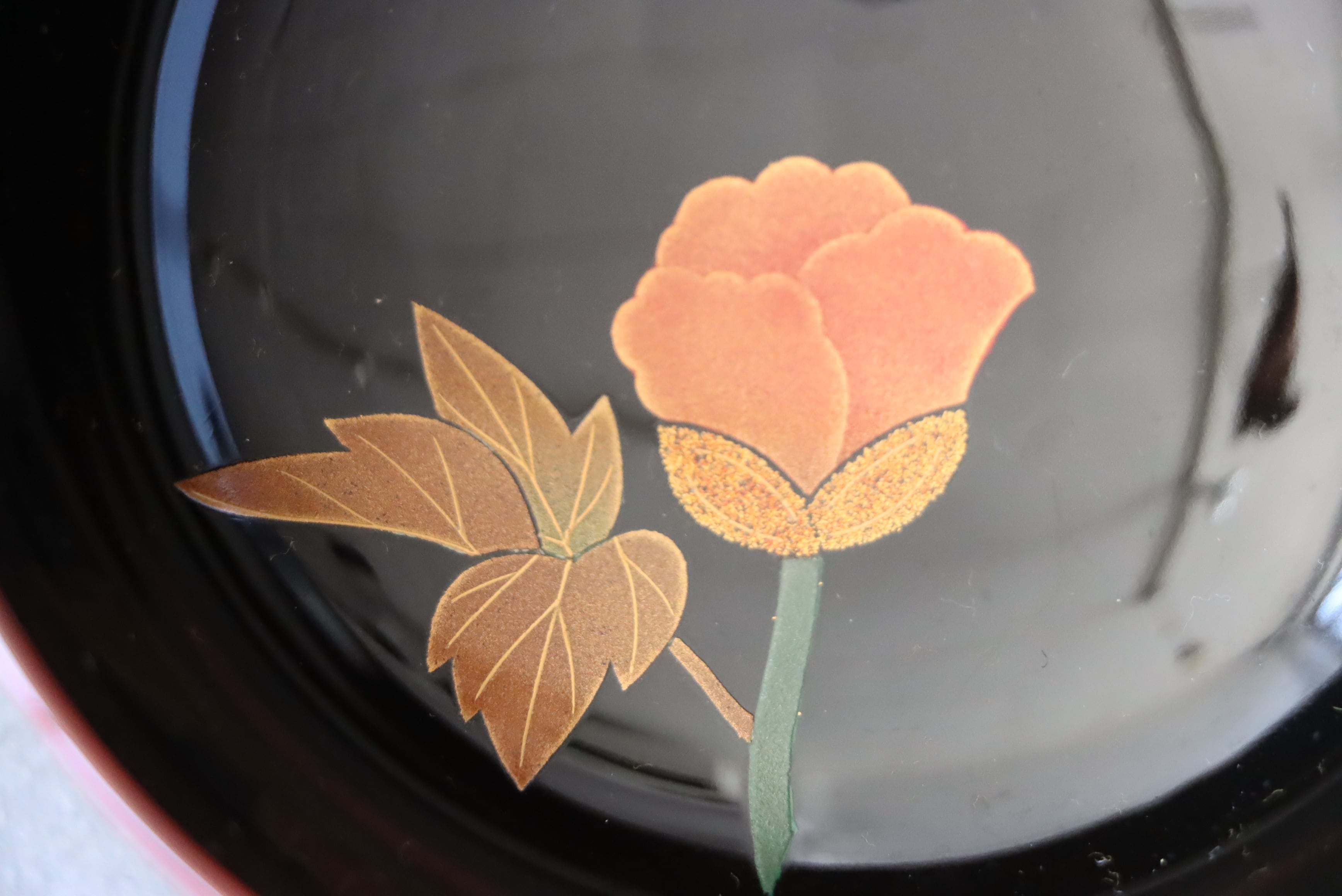 輪島塗　ひょうたん蒔絵　煮物椀　5客セット　溜塗 輪島塗 津田哲斎 溜塗 牡丹蒔絵 煮物椀 五客組 共箱 B/Wajima laquered