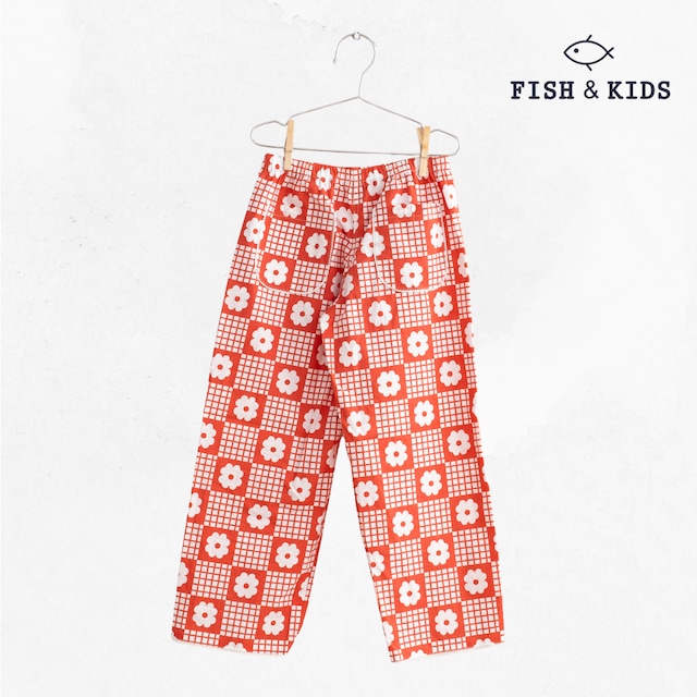 FISH & KIDS / RED FLOWERS RETRO PANTS