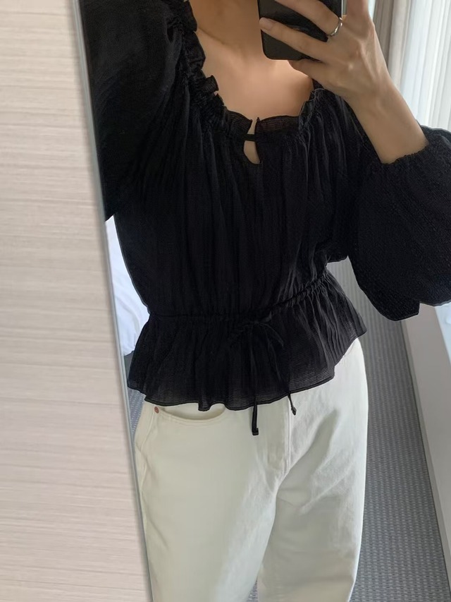 (予約) LITER / Beauty chiffon smoked blouse 2color