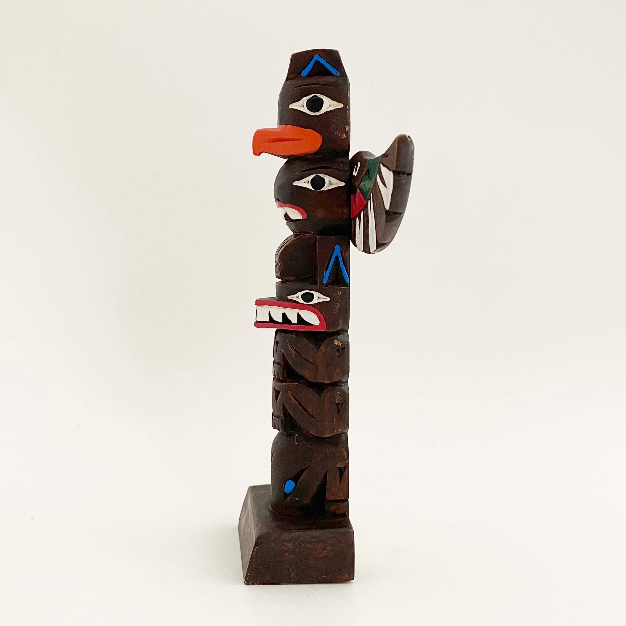 ヴィンテージ・トーテムポール（アラスカ先住民 / サンダーバード・オオカミ他）