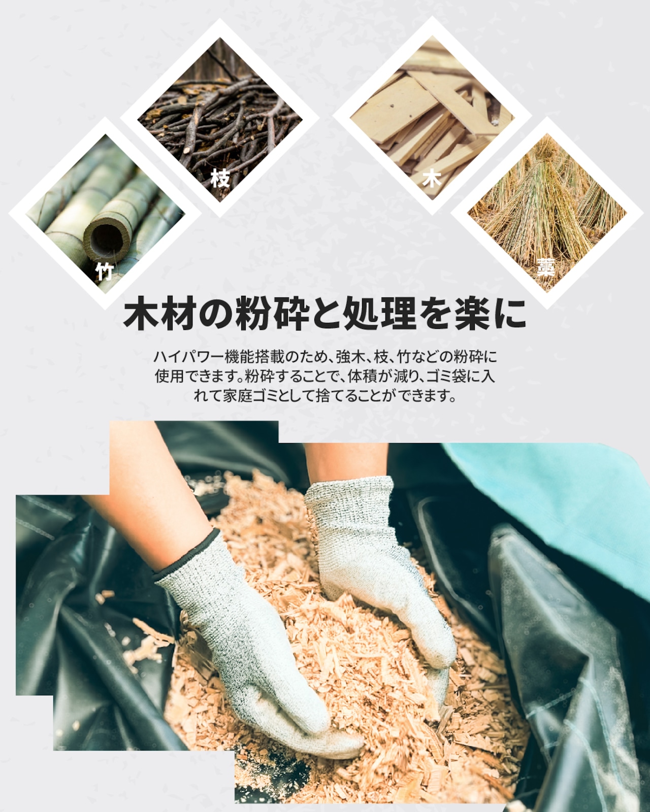 ウッドチッパー エンジン粉砕機 75mm 7.5馬力 小型ガーデンシュレッダー 4サイクルOHV 半自動 ゴミ処理 農家 作業 家庭 「個人様・西濃運輸営業所止め」