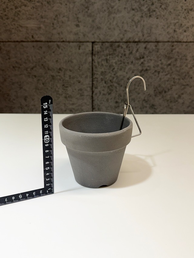 数量限定 4号素焼き鉢 グレー + ハンギングフック【T-E-H-4】