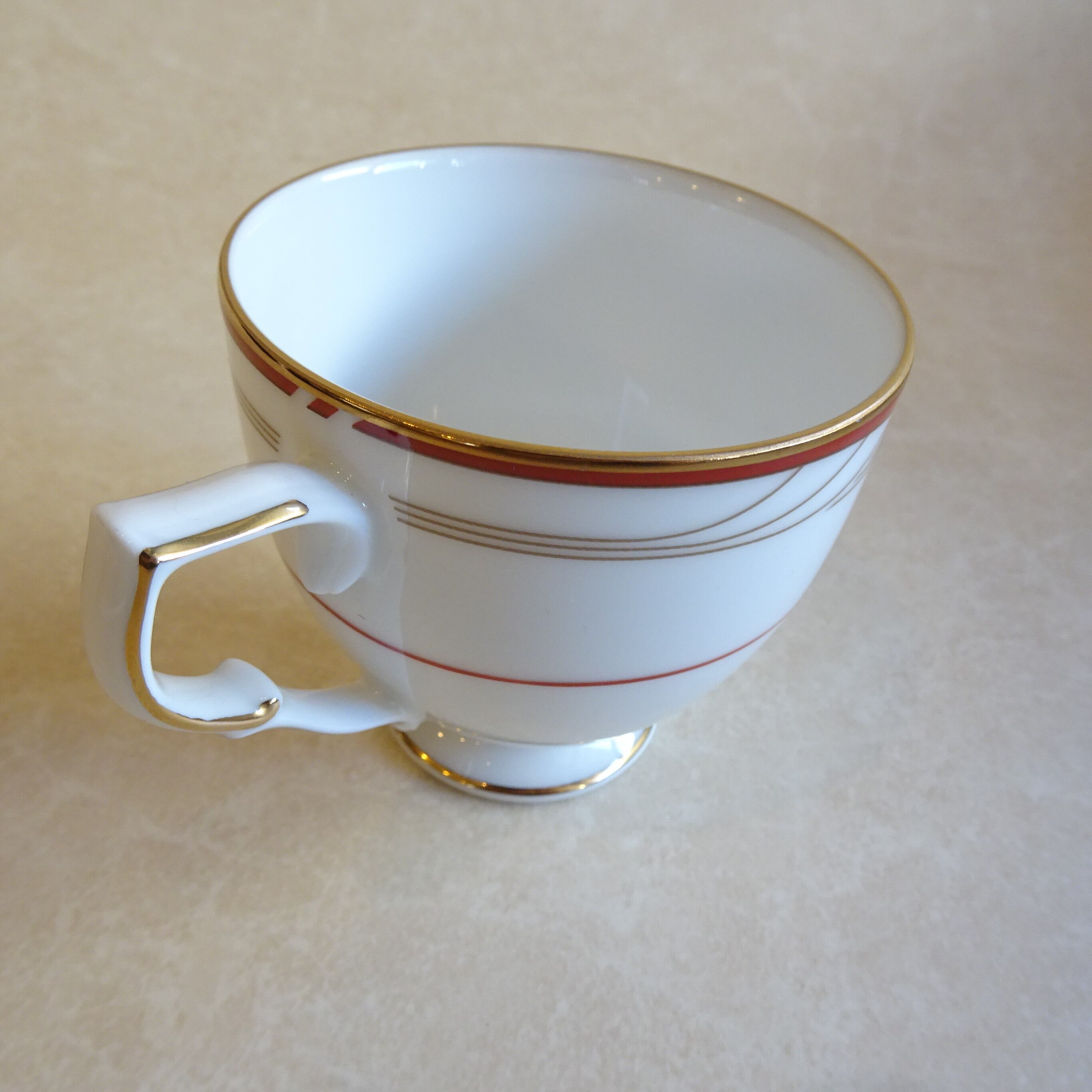 ノリタケ 朱色とゴールドラインのカップ＆ソーサー 2客セット | 純喫茶