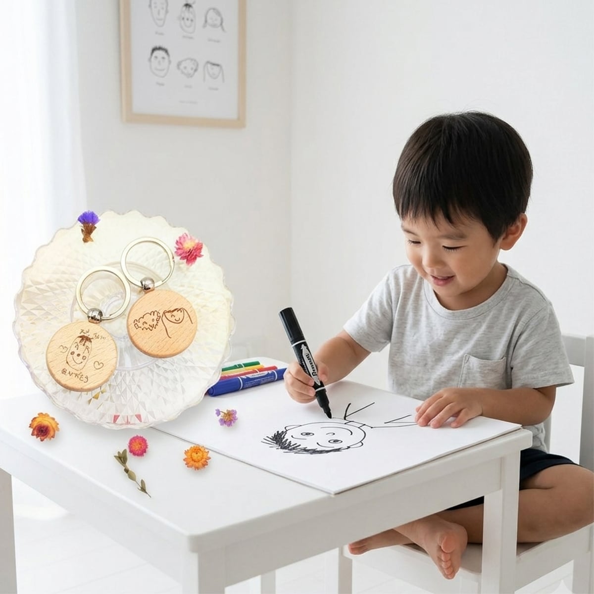 似顔絵キーホルダー】父の日、母の日、敬老の日・プチギフトに♡卒園