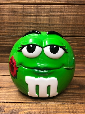 m&m's COOKIE JAR GREEN/エムアンドエムズ クッキージャー 陶器 グリーン エンボス