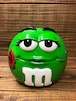 m&m's COOKIE JAR GREEN/エムアンドエムズ クッキージャー 陶器 グリーン エンボス