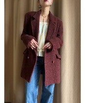 burgundy color boa half coat-4434-11